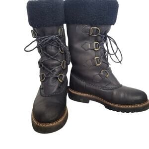 Vintage black leather Sorel lace-up boots women sz 7